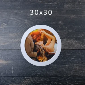 30×30 Oval Tekli Beyaz Çerçeve